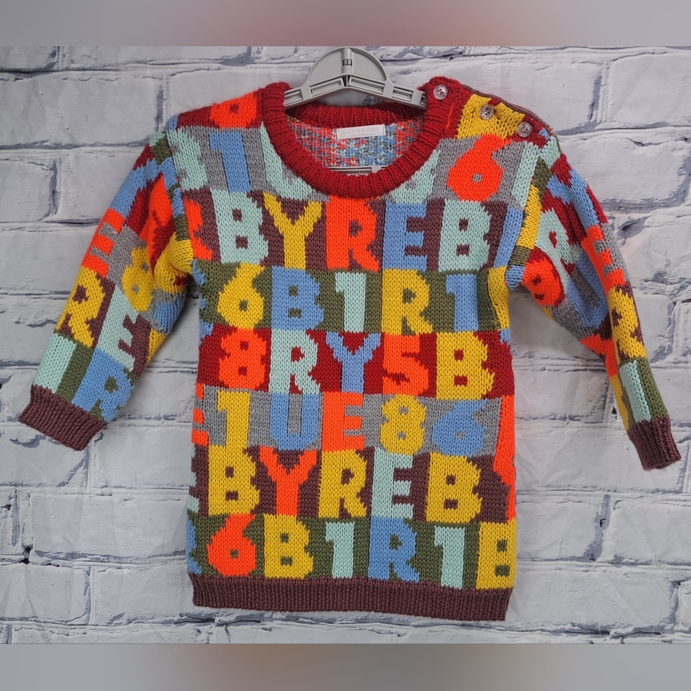 Burberry Children Kids Girls Sweater Dress Alphabet Knit Italy Size 4(US)